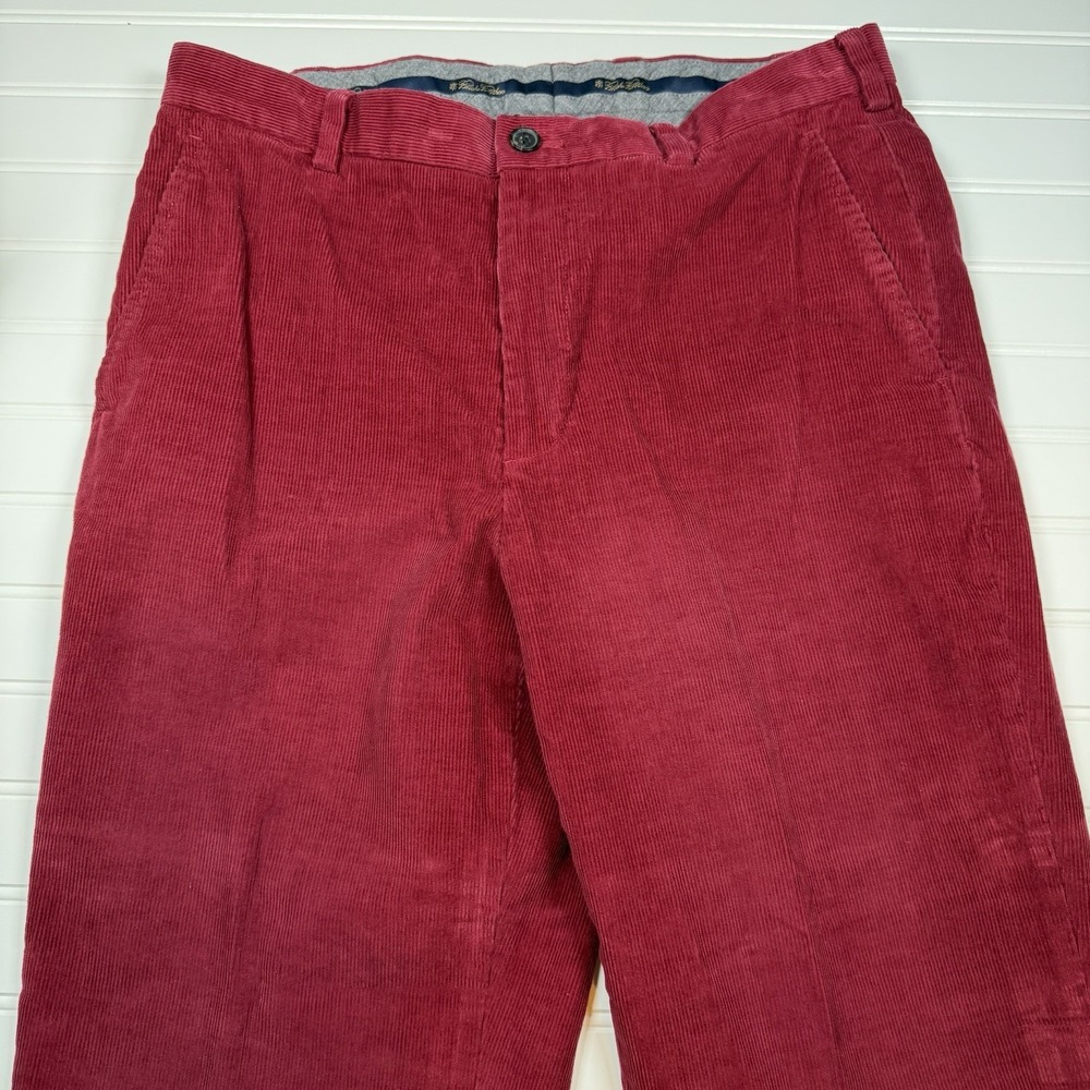 Brooks Brothers Clark Corduroy Pants Men's 35/32 Holiday Red 100% Cotton GUC‎
